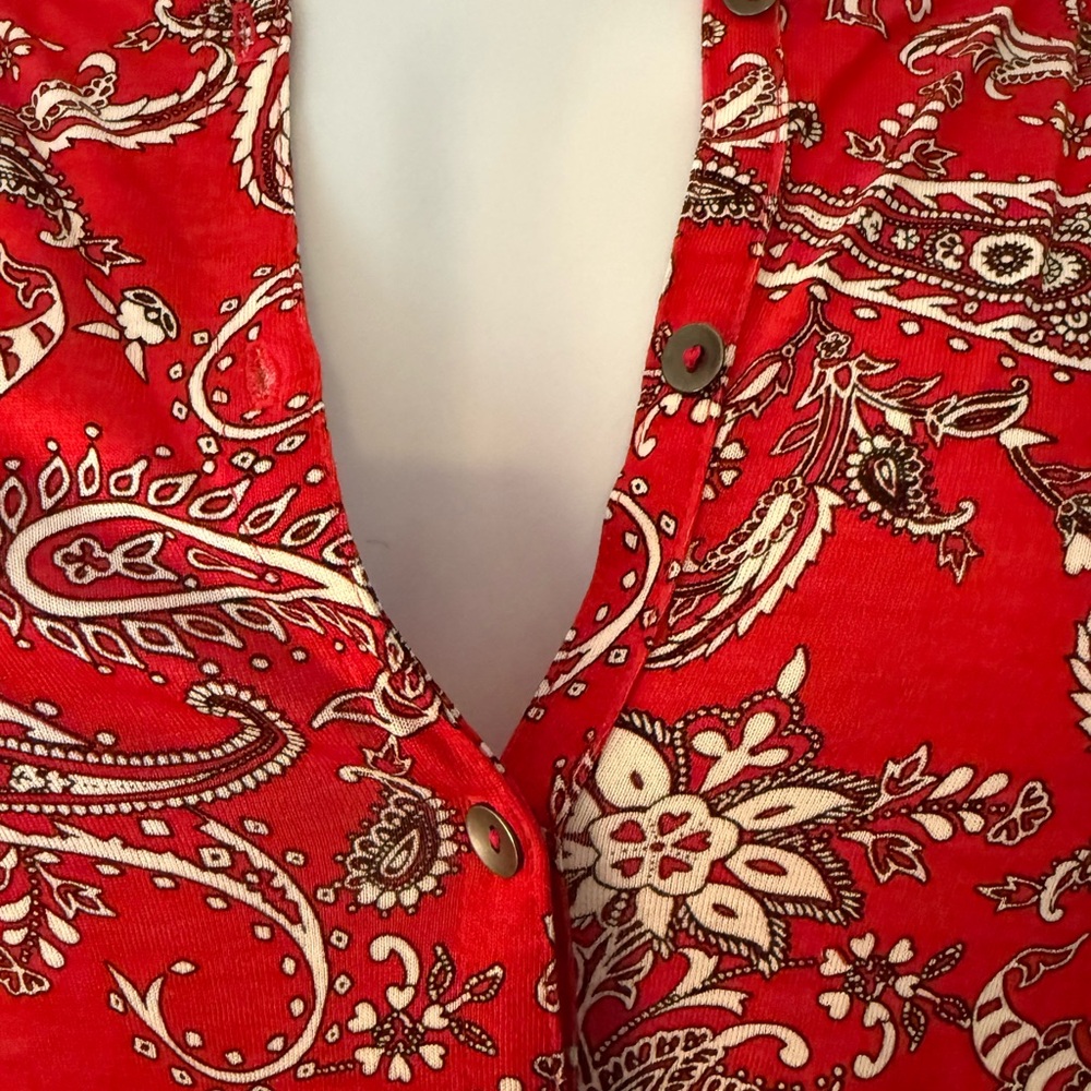 J. Jill Red Paisley Tunic Top - Picture 2 of 7